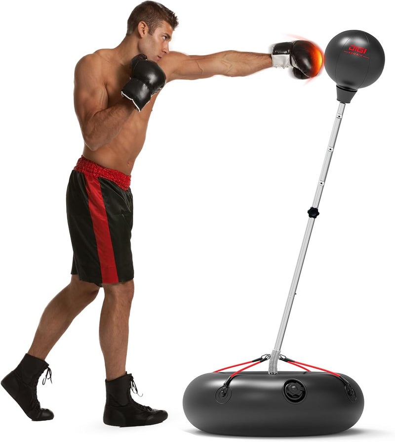 DIGI Punching Bag with Stand for Adults and Teens, Height Adjustable, Speed Bags for Boxing with Hand Pump and 4 Elastic Cords, Boxing Punching Bag for Training, Stress Relief and Fitness - Image 1